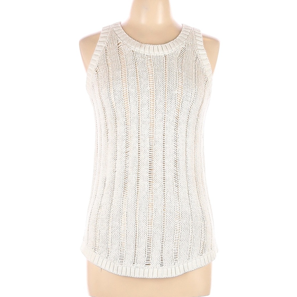 Joan Vass White Sleeveless Knit Top
